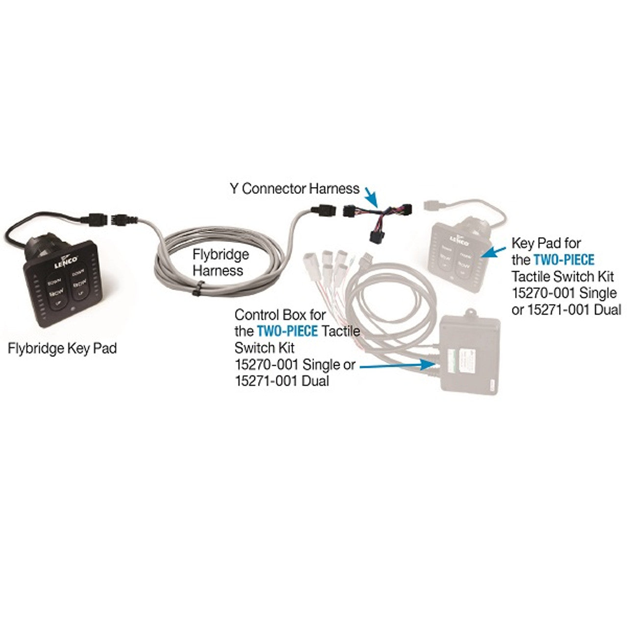 Lenco 20' Flybridge Second Station LED Trim Tab Switch Kit